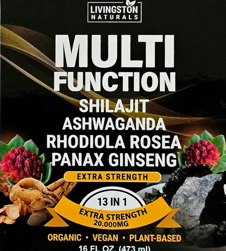 Multifunction Energy Boost: Shilajit, Ashwagandha, Rhodiola, Ginseng Mix. Extra Strength 16 oz