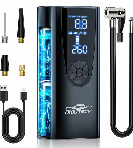 Akiuteck Portable Tire Inflator 150 PSI Cordless Air Pump Black 20000mAh