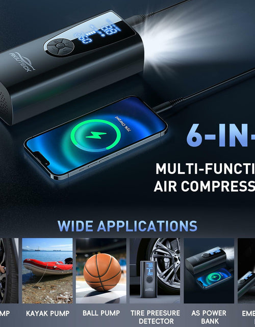 Load image into Gallery viewer, Akiuteck Portable Tire Inflator 150 PSI Cordless Air Pump Black 20000mAh
