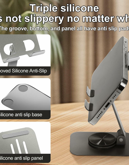 Load image into Gallery viewer, Joe zlvy Cell Phone Stand 360° Rotatable Adjustable Foldable Silvery
