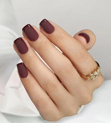 Plum Velvet Square Nails - Press On Nails