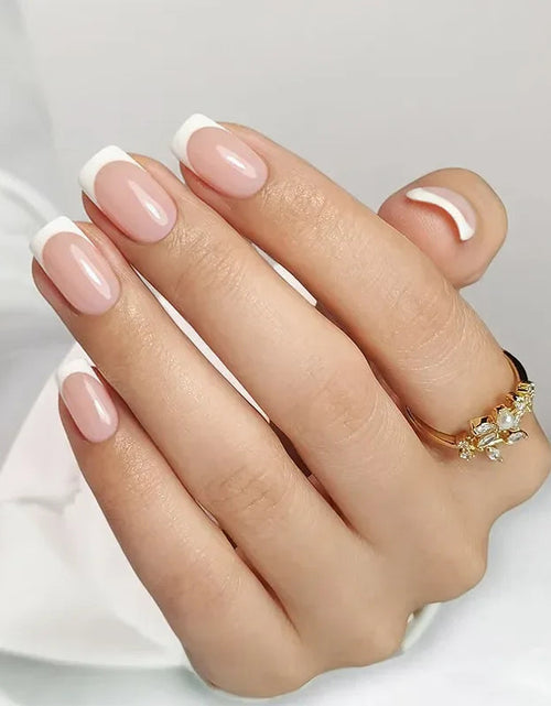 Load image into Gallery viewer, Classic French Square Nails - Press On Nails
