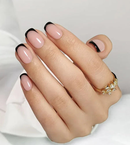 Classic Black French Square Nails - Press On Nails