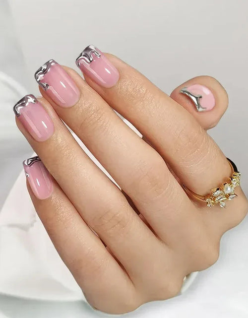 Load image into Gallery viewer, Chrome Edge Square Nails - Press On Nails
