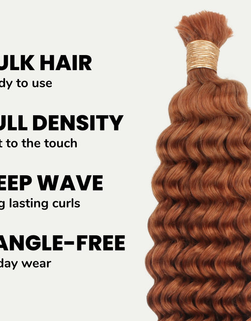 Load image into Gallery viewer, Copper Deep Wave Color 350 Bulk 100% Human Braiding Hair
