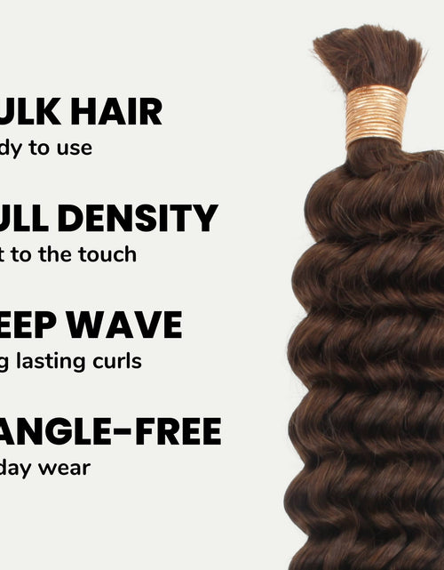 Load image into Gallery viewer, Medium Brown Deep Wave Color 4 Bulk 100% Human Braiding Hair
