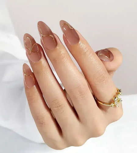 Daring Gold Almond Nails - Press on Nails