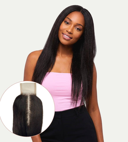 Yaki Straight 2x6 Transparent Lace Human Hair Closure